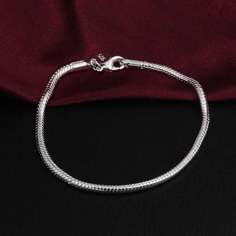 925 sterling silver 3MM snake chain bracelet for men simple hip-hop punk charm bracelet fashionable party wedding jewelry Y250329