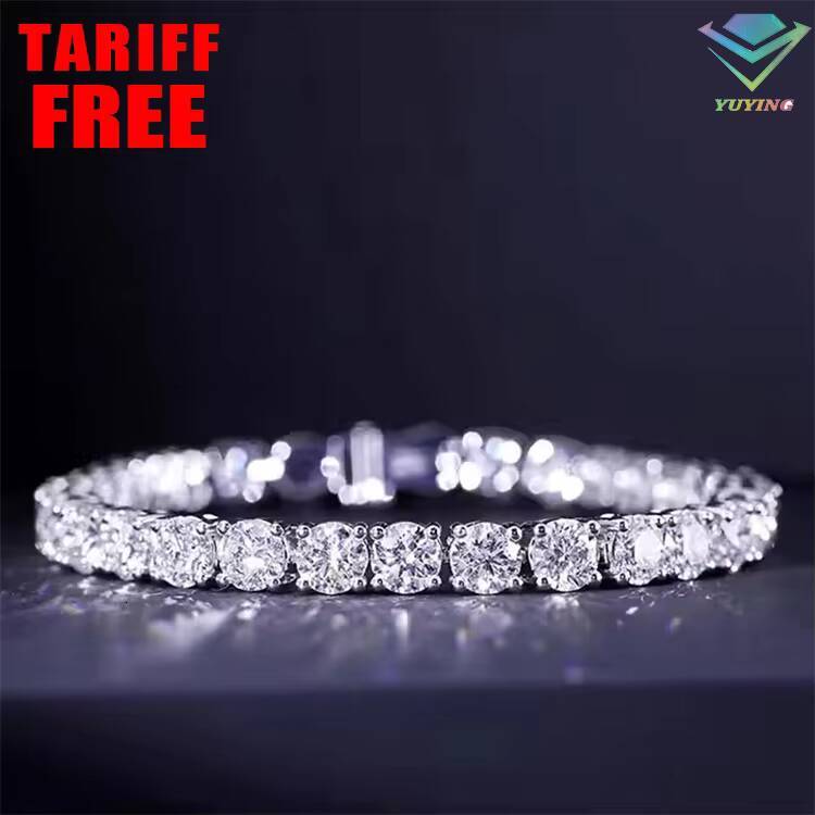 US in Stock Gold Plated Silver 3mm D Color VVS Moissanite Diamond Tennis Chain Bracelet With GRA Certificate