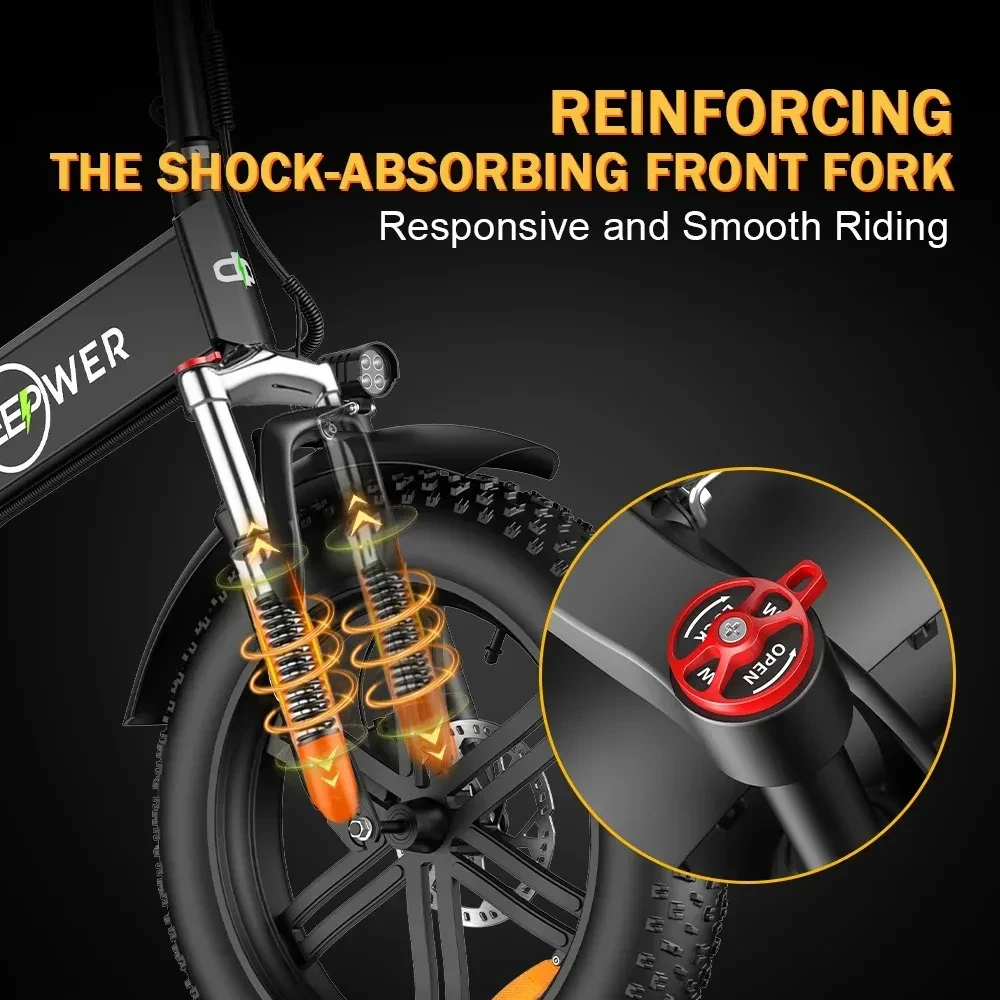 EU Delivery DEEPOWER 1000W Electric Bike 48V 20AH Folding Mountain Ebike Fat Tire Urban Commuting Electric Bicycle 36MPH