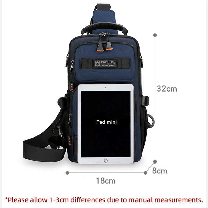 Mens Multifunctional Chest Bag Lightweight Simple Multipockets Shoulder Bags Outdoor Sports Hiking Cycling Crossbody bagW251101