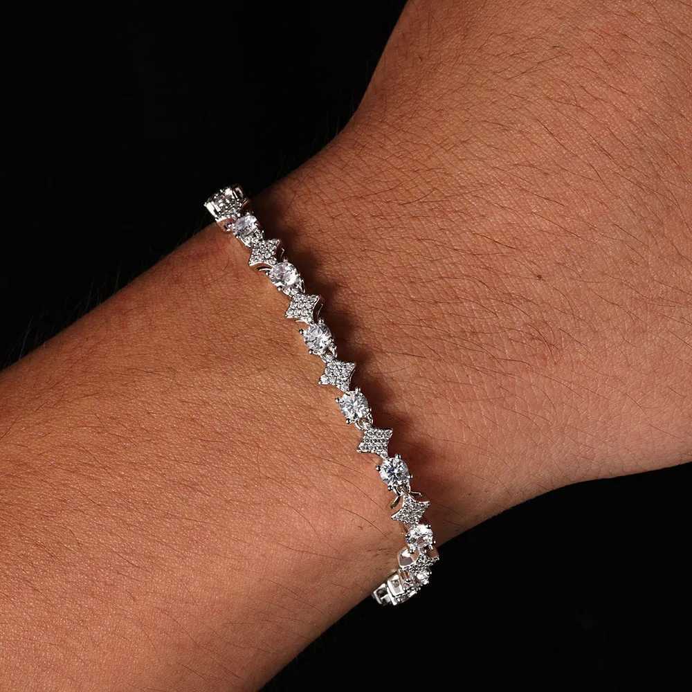 High end luxury celebrity tennis bracelet hip-hop new black and white zirconia tennis bracelet girl boy friend jewelry gift Y250329