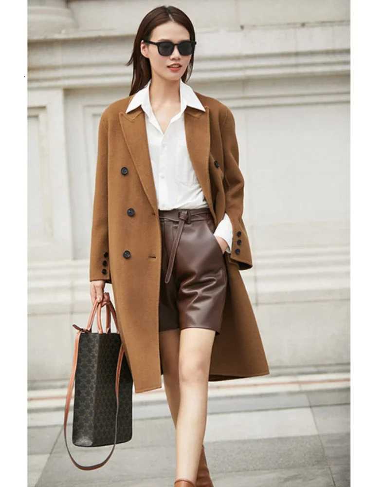 AMII Minimalism New Doublesided Woollen Coat 2024 Winter 100 Wool Vintage Commuter Office Lady Loose Warm Jackets 12140912T251101