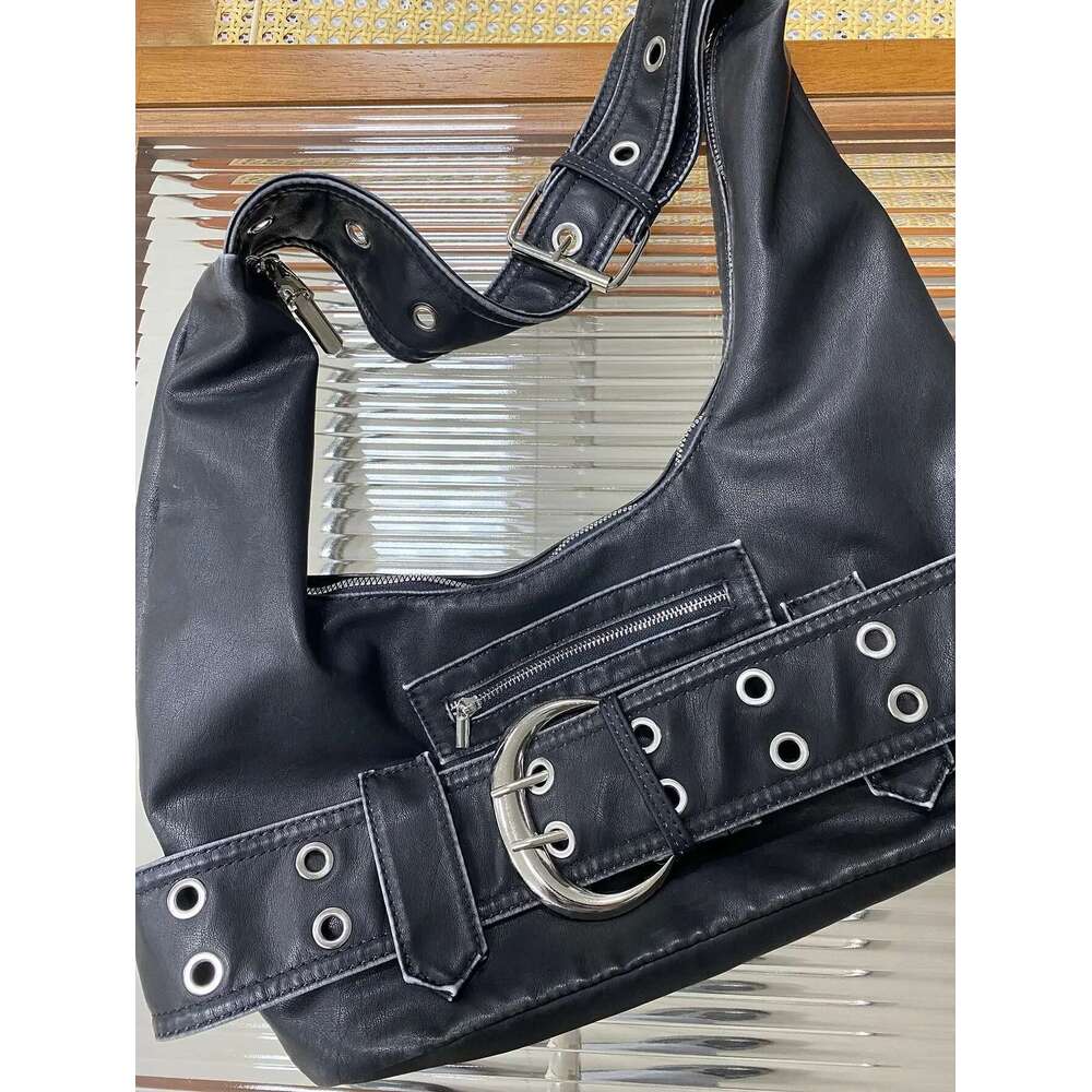 Women's Bags Belt buckle Women Designer Handbag And Purses PU Rivet Multiple Pockets Y2K Large Capacity Shoulder bags big totes