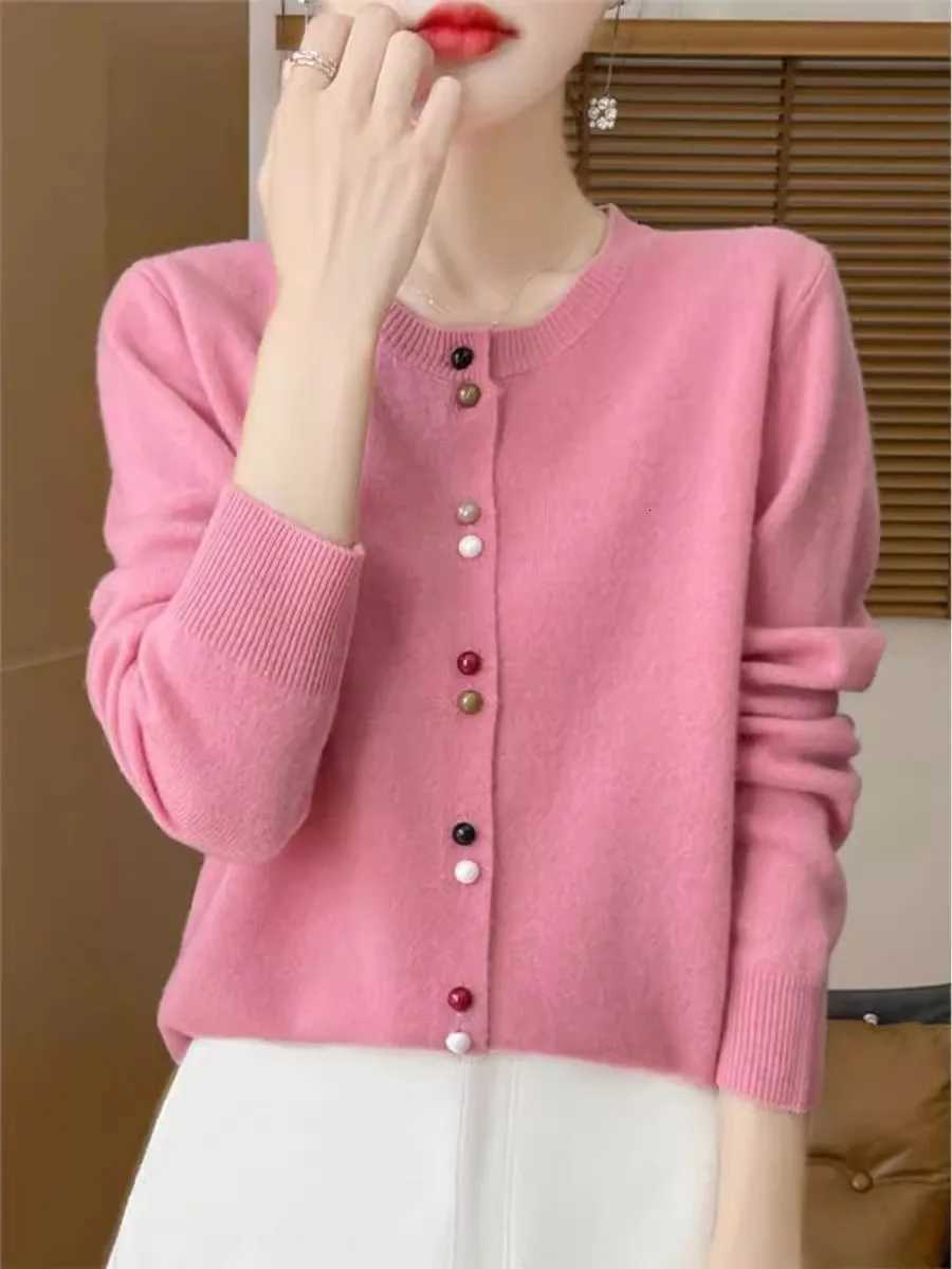 Women Cardigans Autumn Winter Oneck soft Solid Sweater Long Sleeve Single Breasted Knit Cardigan Spring Fashion Korean JumperT251101