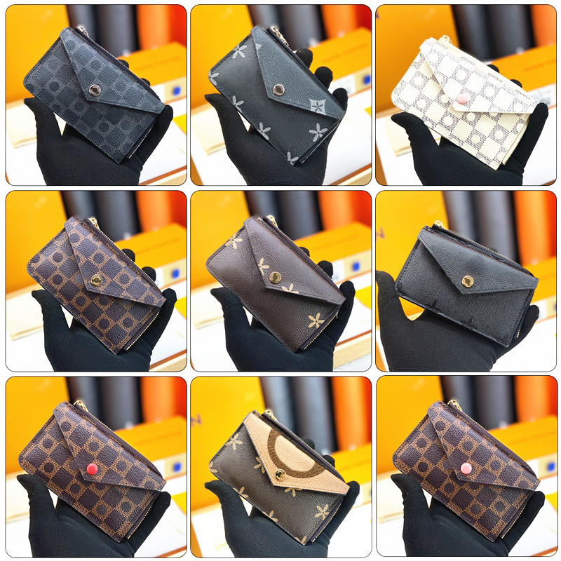 luxurys designer recto verso wallet card holder leather credit Brown flowers rosalie victorines wallets embossed Womens coin purse card holders keychain pouch bag
