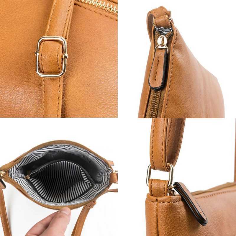 Ladies Crossbody PU Leather Leisure Pure Color Multifunctional Pocket Double Zipper Vertical Womens Bag Shoulder BagW251101