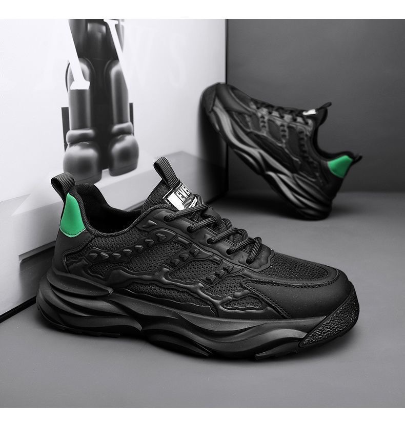 2025 Summer New Trendy Platform Mens Sneakers Height Increasing Breathable Mesh Sports Shoes Fashion Casual Athletic Shoes Black White Color Options s