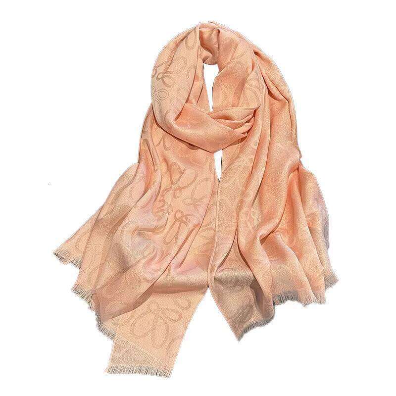 Luxury Brand Winter Double-Sided Fabric Jacquard Scarf Solid Color Cashmere silver Women's Designer Pattern