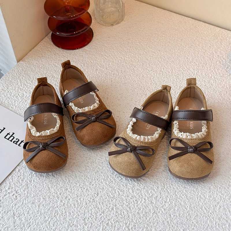 Kids Leather School Shoes Spring Autumn Girls Sweet Flat Shoes Elegant Princess Bowknot Children Fashion Causal Mary Jane ShoesT251101