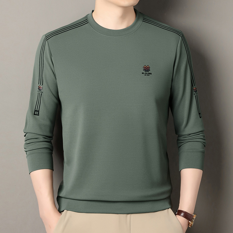 Middle-aged Men's Spring And Autumn New Heavyweight Crew Neck Long Sleeve T-shirt Loose Casual Base Shirt Designer T-shirt Dropshipping Dad'