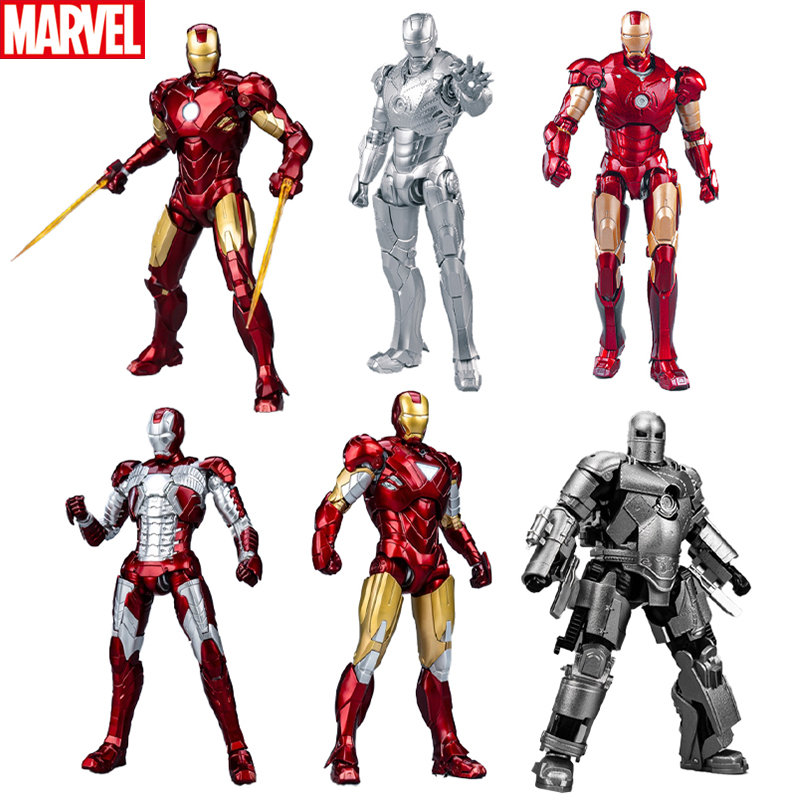 Fondjoy Marvel Avengers Iron Man Mk1 Mk2 Mk3 Multi-Armor 1/12 Scale ABS Action Figure, Assemble Model Kit with Movable Joints Collectible Toy for Boys