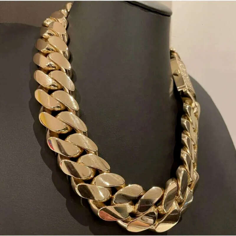 Hip Hop Jewelry Men Thick Miami Necklace 22mm 24 1kilo Gram 14k Gold Plated Plain Style 999 Sier Cuban Chain