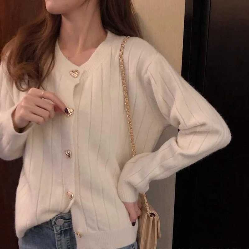 Fashion Sweet Buttons Knitted Cardigan Casual Loose Short Sweaters Korean Style Office Casual Pit Striped Women Sweater CardiganT251101