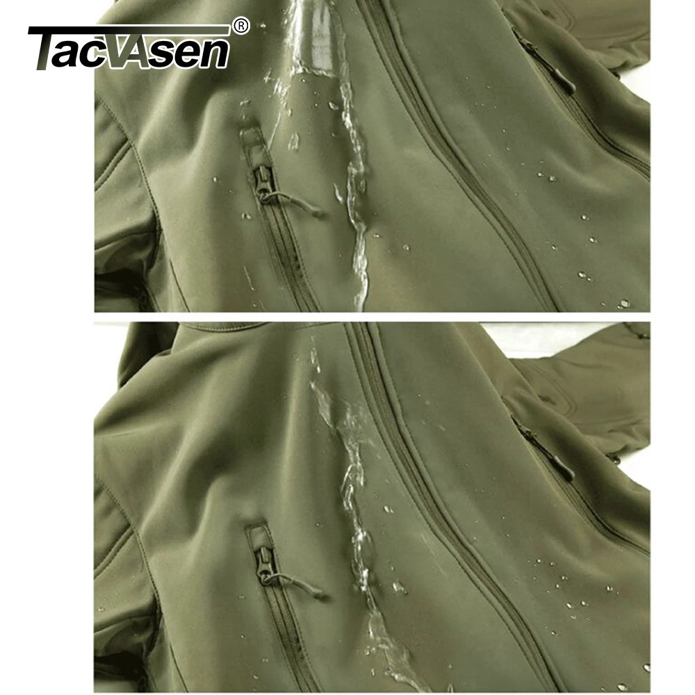 TACVASEN Solid Waterproof Fleece Lined Jacket Mens Jacket Softshell Outwear Coat Windbreaker Outdoor Warm Clothes with Pockets 251028CJ