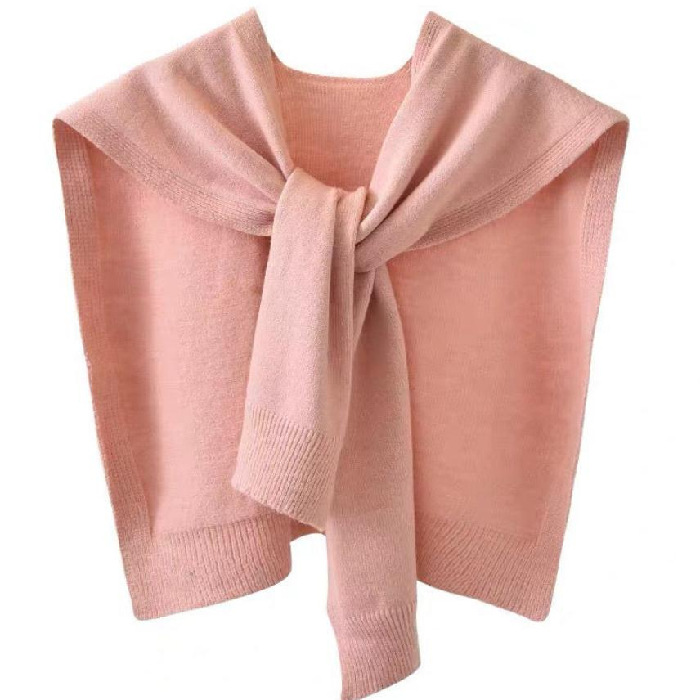 K279 Core-spun yarn knitted shawl women's spring and autumn outerwear waistcoat solid color shoulder-length thin cardigan summer knotted fake col