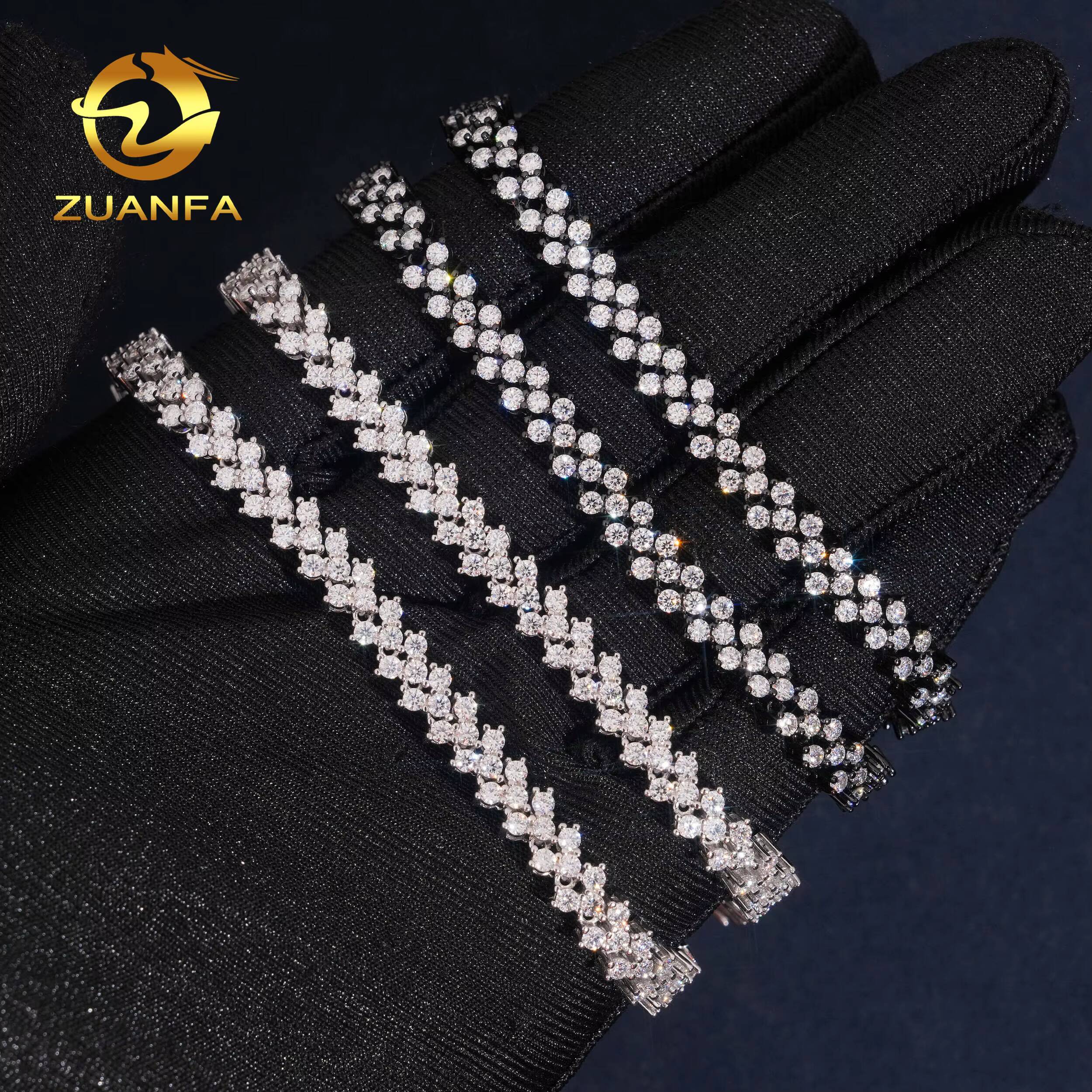 New Design 6mm Tennis Chain Moissanite Pass Diamond Test 925 Silver Gold Plated Grace Design Necklace