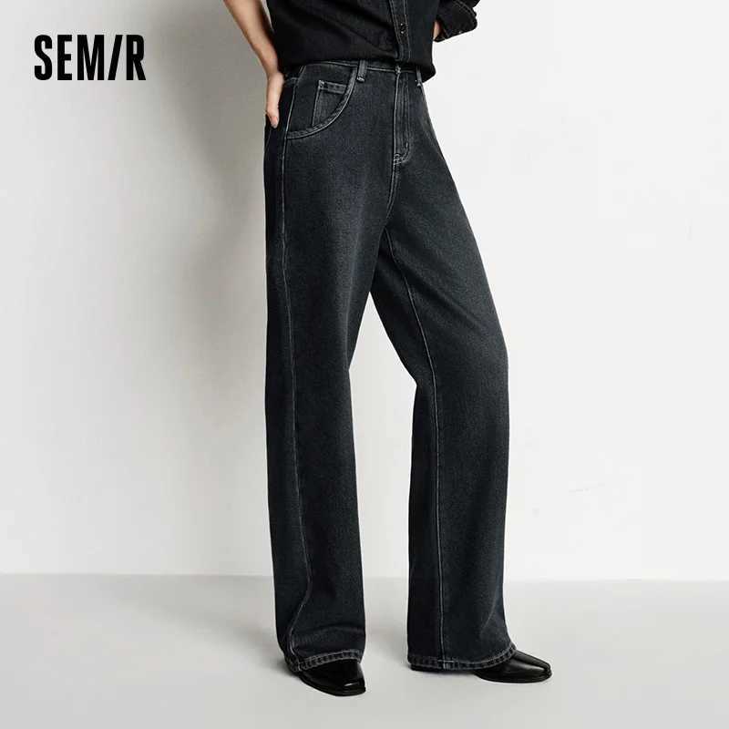 Semir Jeans Women Wide Leg Fleece Lined Comfortable High Waist Winter 2025 New FloorLength Pants with LegElongating Effect J251031