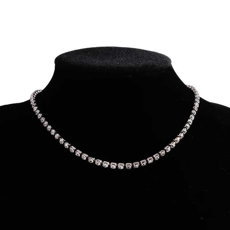 Aihua Sexy Choker Iced Out Tennis Chain Necklace For Women Luxury Cubic Zircon Crystal Short Hiphop Neck Accessories JewelryC250407