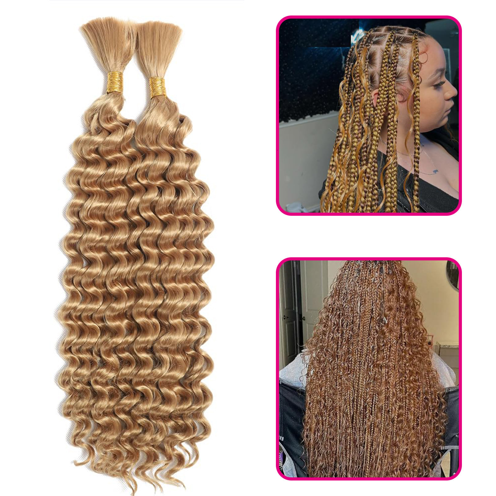 Deep Wave Bulk Human Hair for Braiding No Weft Human Braiding Hair For Boho Braids Brazilian Human Hair Extensions 33# 250107