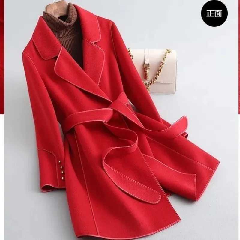 Doublesided Coat New Wool Midlength Jacket 2025 Autumn and Winter Small Body SlimT251101