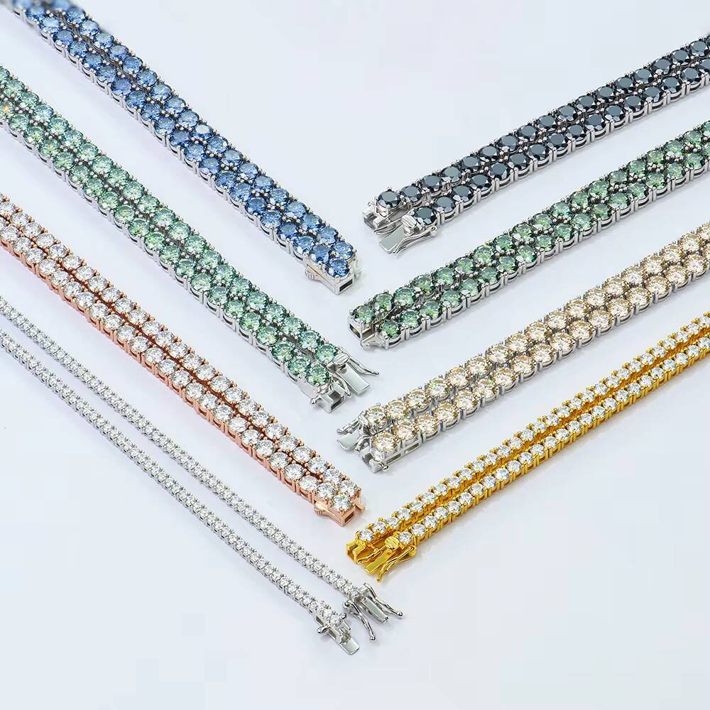 Hip Hop Women Men White champagne Black Blue Green Colored Vvs Ice Out Gra Diamond Moissanite Jewelry Tennis Necklace Link Chain