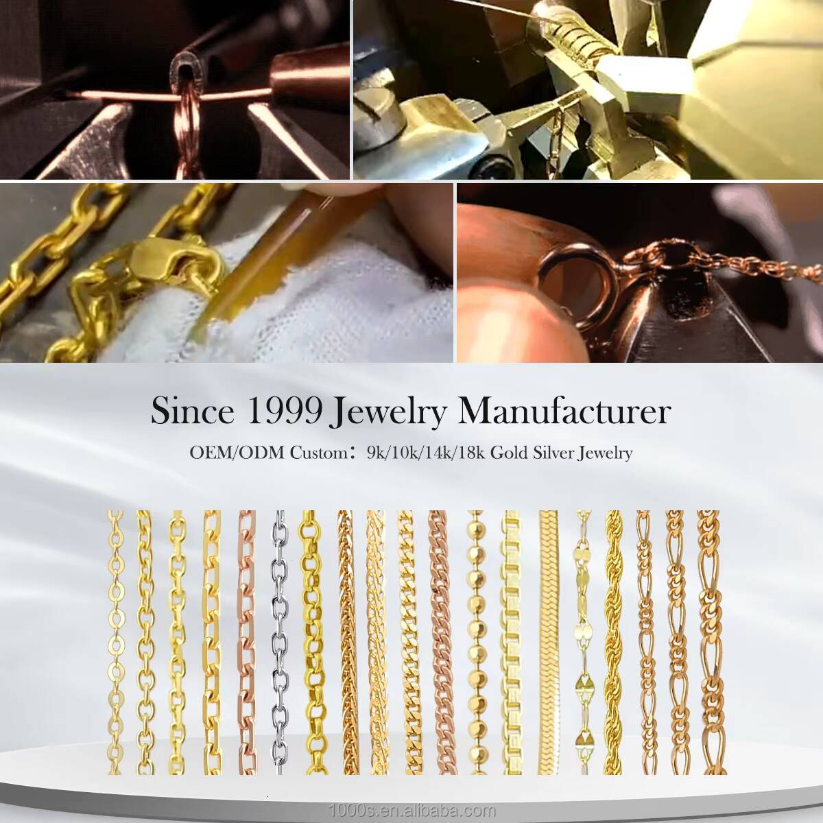 AU750 Real 18K Solid Gold Link Semifinished Chain Paper Clip Roll Chain Necklace Adjustable Jewelry Wholesale