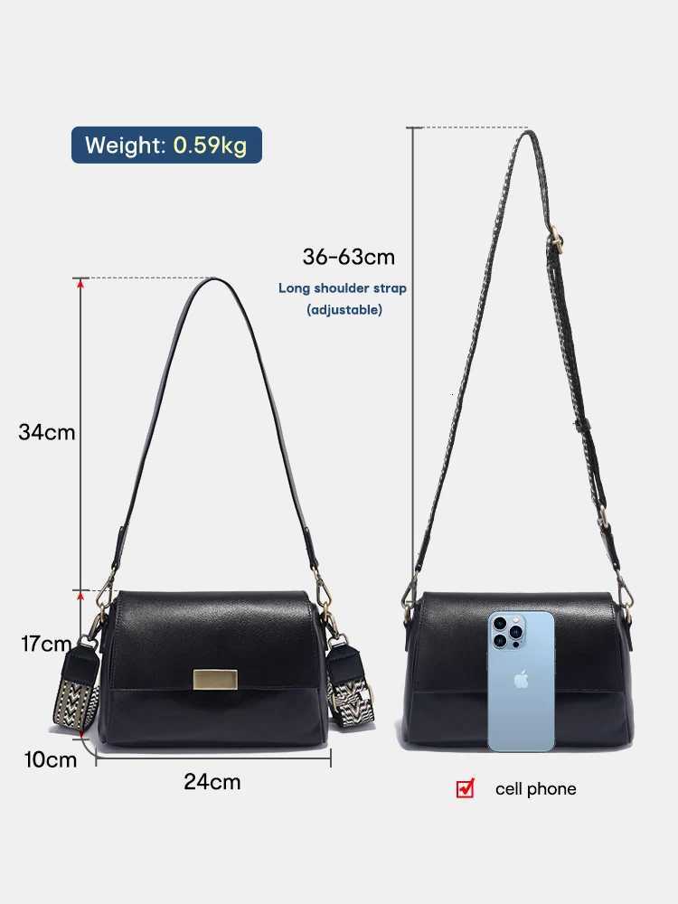 Zency Vintage Genuine Leather Handbag for Women Large Capacity Crossbody Shoulder Bag Flap Purse 2025 Trend Satchel with2 StrapsW251101