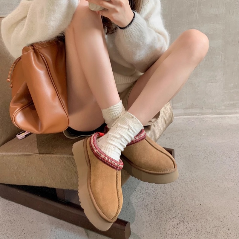 Luxury Winter Platform Clog Slippers for Women Crossband Design Plush Faux Fur Slide On Boots Free Shipping