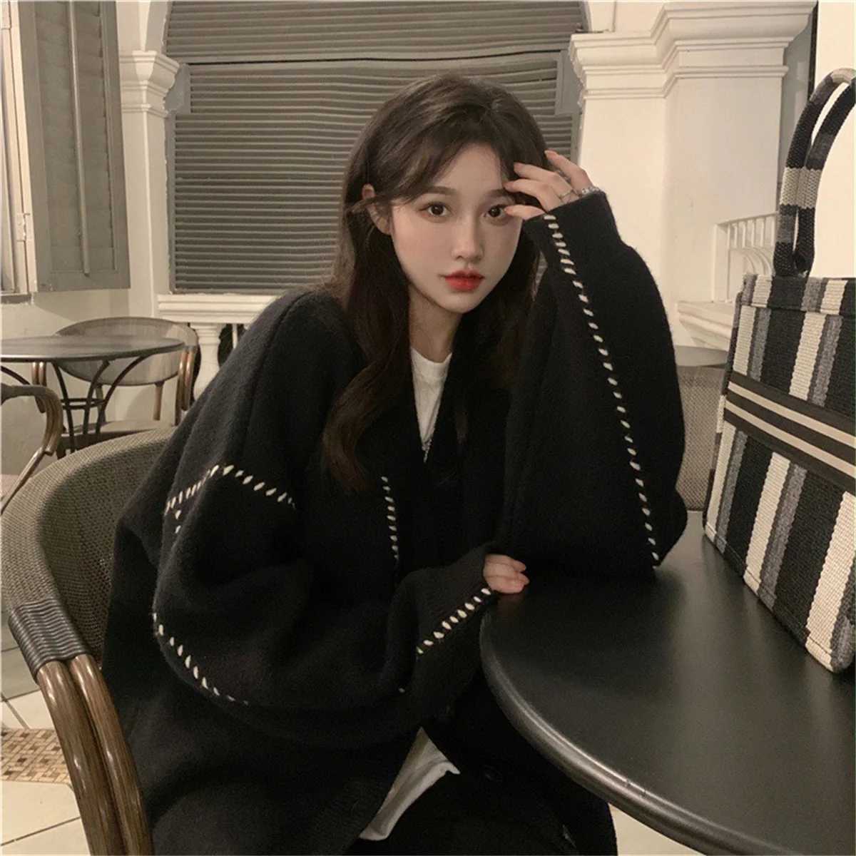 Women Elegant Knitted Fashion Cardigan Autumn Winter Long Sleeve Single Breasted Coats Female Casual Chic Outwear Street ClothesT251101