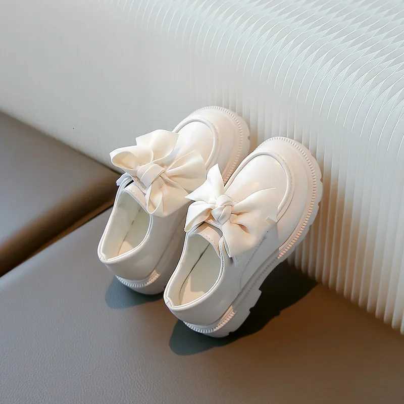 Children Leather Shoes for Girls 2024 Autumn New Fahsion Korean Style Soft Bottom Sweet Bowtie Uniform Loafer Versatile FlatsT251101