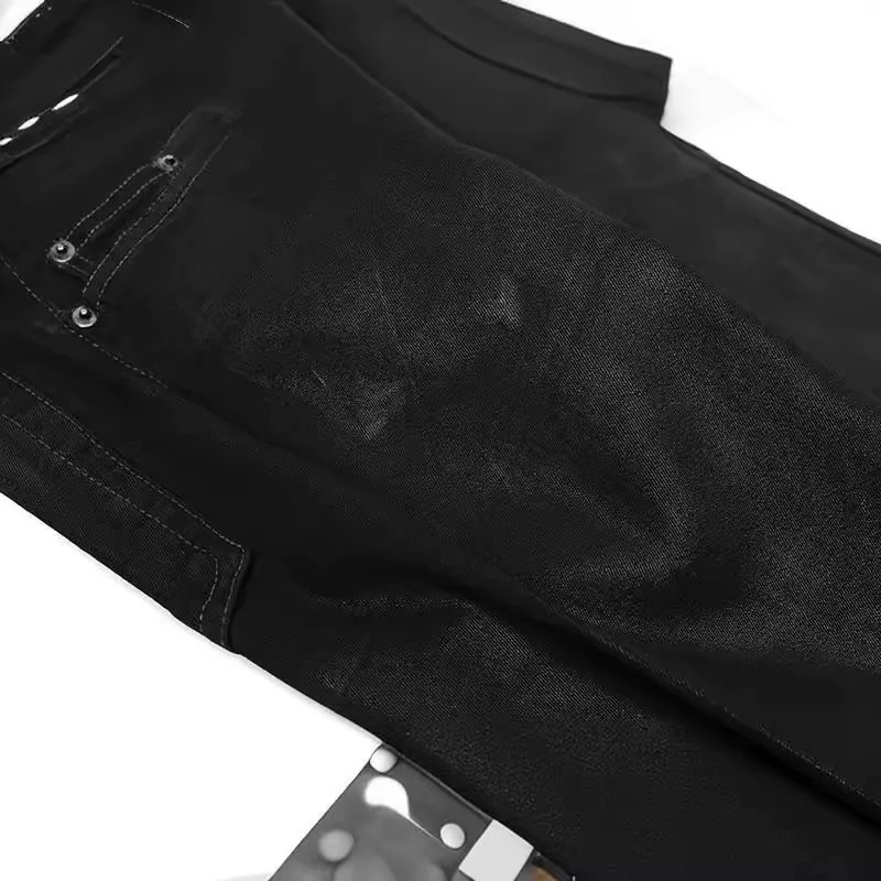 HKSH Dark Coated Jeans Mens Trendy Punk Street Micro Flash Spring Summer Fashion Denim Pants Brushed Wax HK21 250327