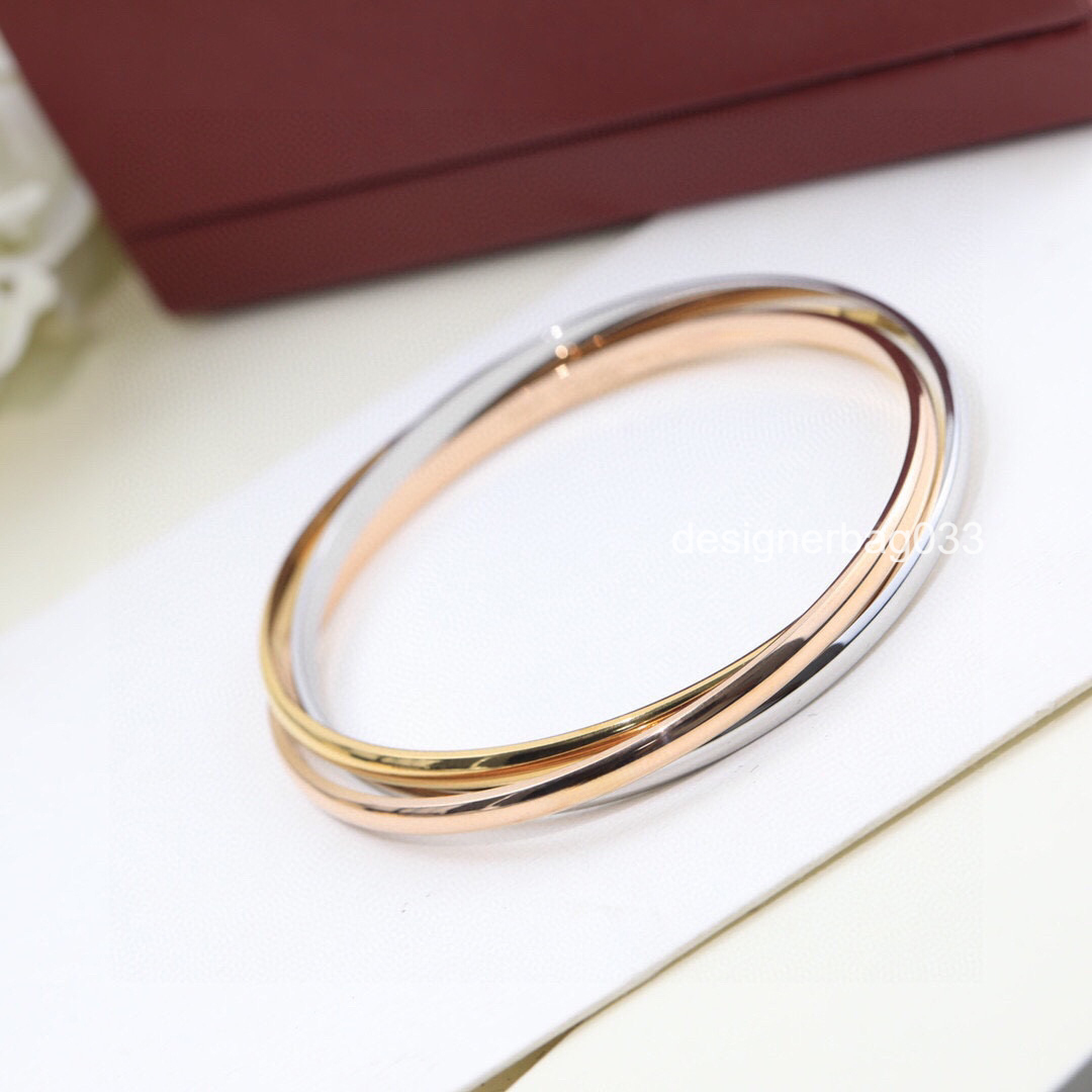 trinity bangle three colour Charm bangle for woman designer Bracelets T0P Gold plated 18K luxury fashion classic style European size anniversary gift
