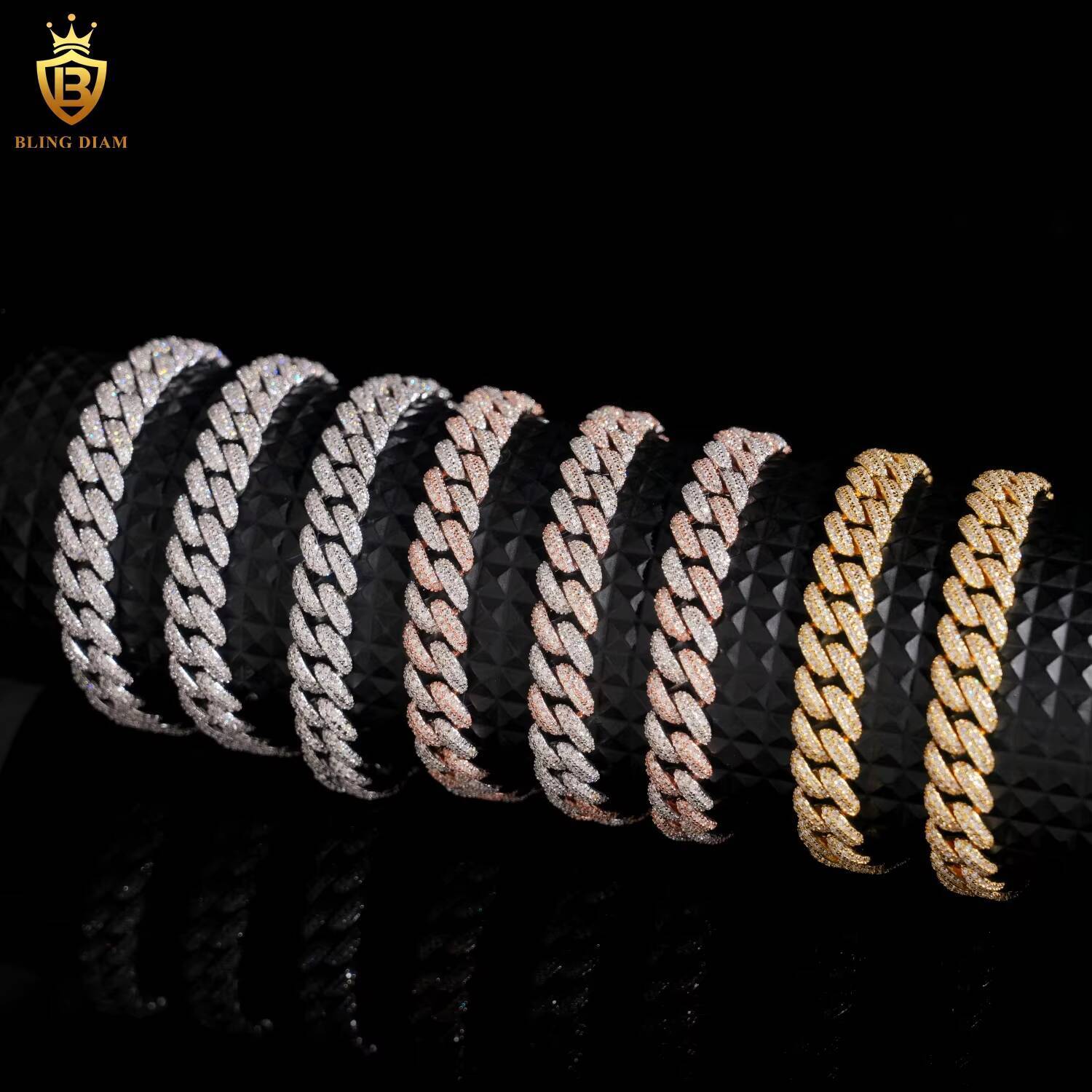 High Quality Fashion 10MM S925 Silver Hip Hop Cuban Link Chain VVS Moissanite Iced Out Cuban Necklace