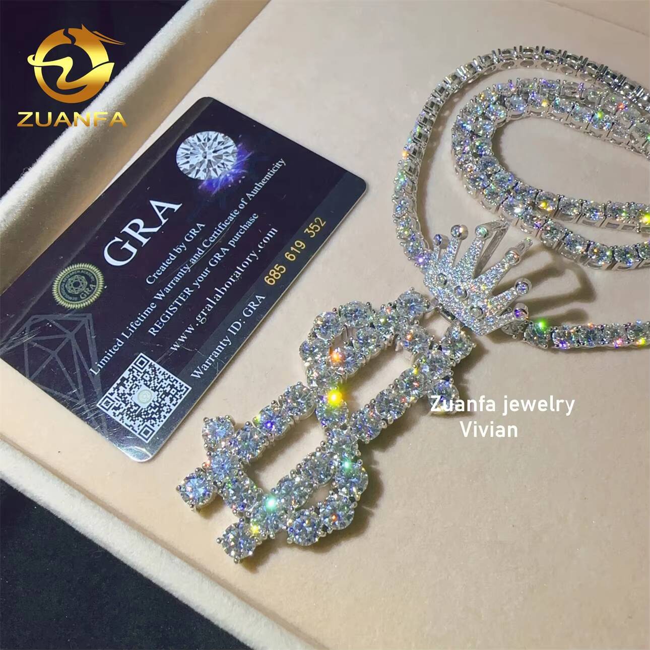 Sterling Silver 925 Custom Iced Out Hip Hop VVS Moissanite Fine Jewelry Fashion Moissanite Hip Hop Pendant