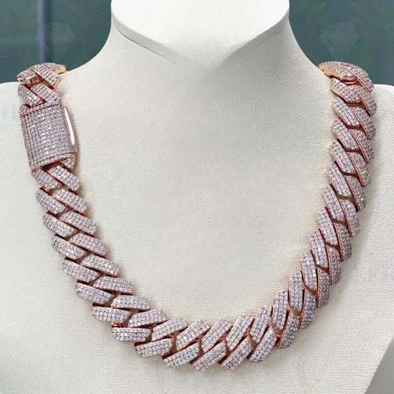 moissanite cuban k chain Hiphop 20mm Sier Yellow Gold Plated Vvsmoissnaite Cuban Chain Necklace man d792 934