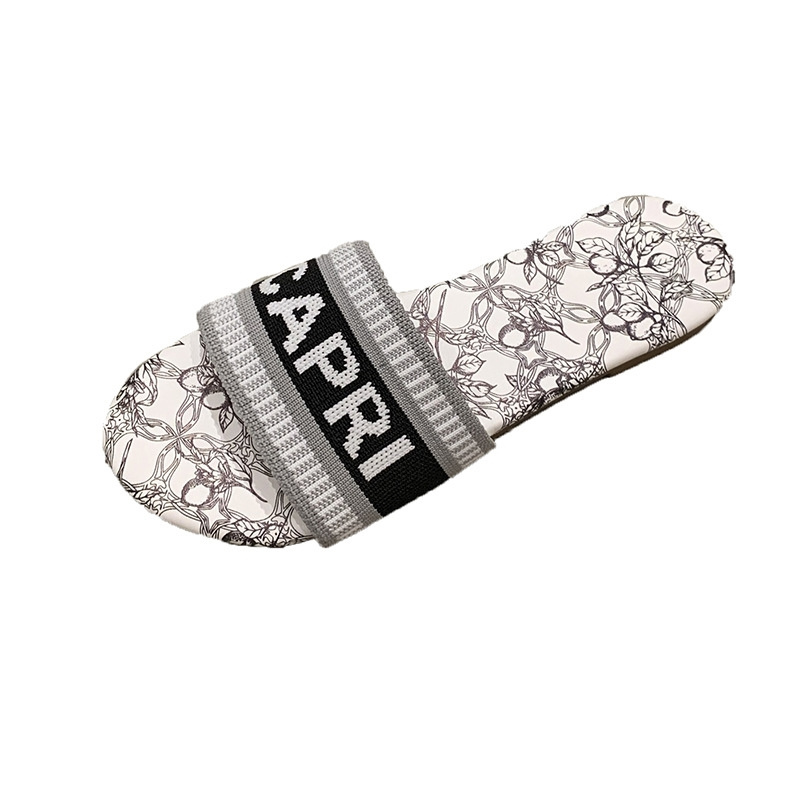 Designer slippers free shipping 2025 new women's fashionable casual embroidered letter beach sandals daily wear outdoor