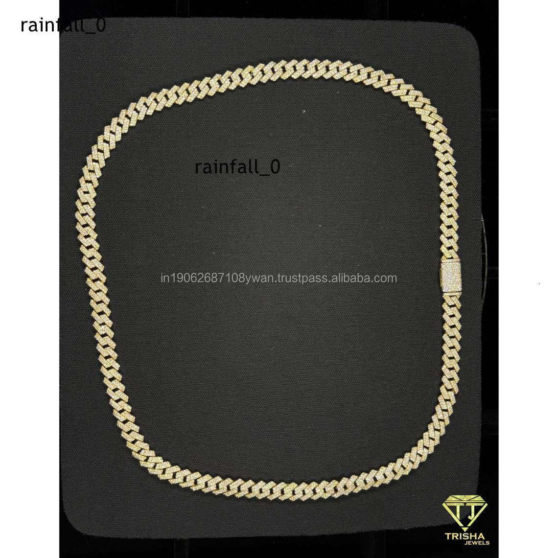 Genuine VVS Moissanite Diamond Cuban Link Necklace 925 Sterling Silver Test Approved chain for Men