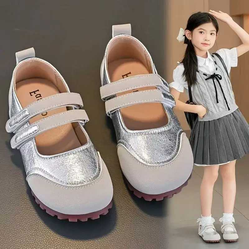 2025 New Girls Mary Jane Shoes Spring Autumn Patchwork Children Leather Shoes Soft Bottom Causal Kids School Flat Shoes ElegantT251101