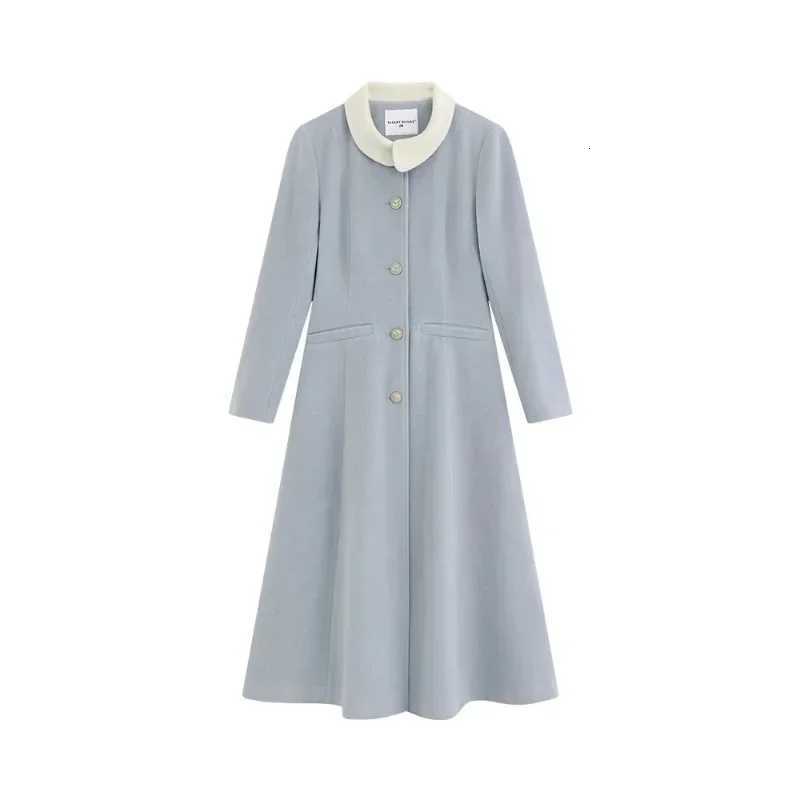 French Vintage Woolen Overcoat for Women Winter Slim Fit Elegant Long Sleeve Dress Style Coat PetiteFriendly Classic OuterwearT251101