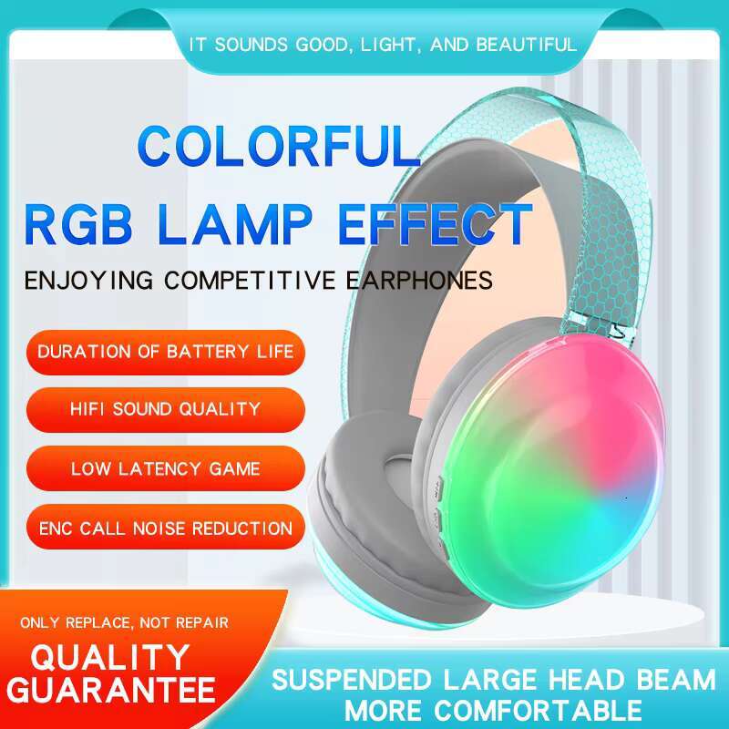 WGH-14 Wireless RGB Light-emitting Pulse HiFi High-quality Three-dimensional Cool Earphones Support Customization