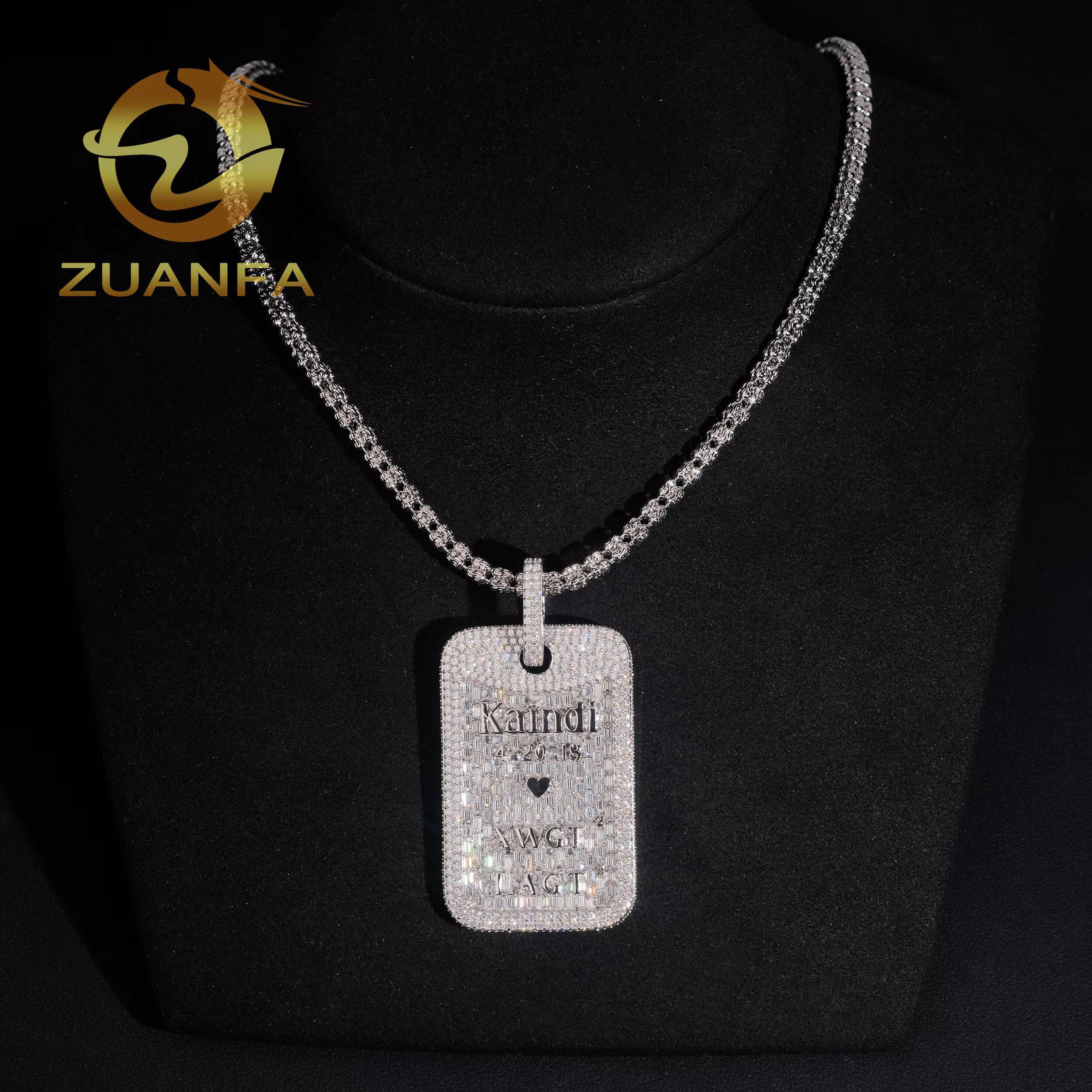 Hip Hop Pendant Moissanite Hip Hop Jewelry Iced Out Dog Tag Pendant 925 Silver Moissanite Pendant With Letter