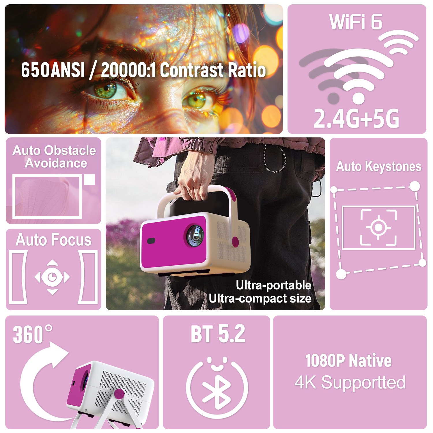 New L018 portable 4K home wall projection high-definition smart projector