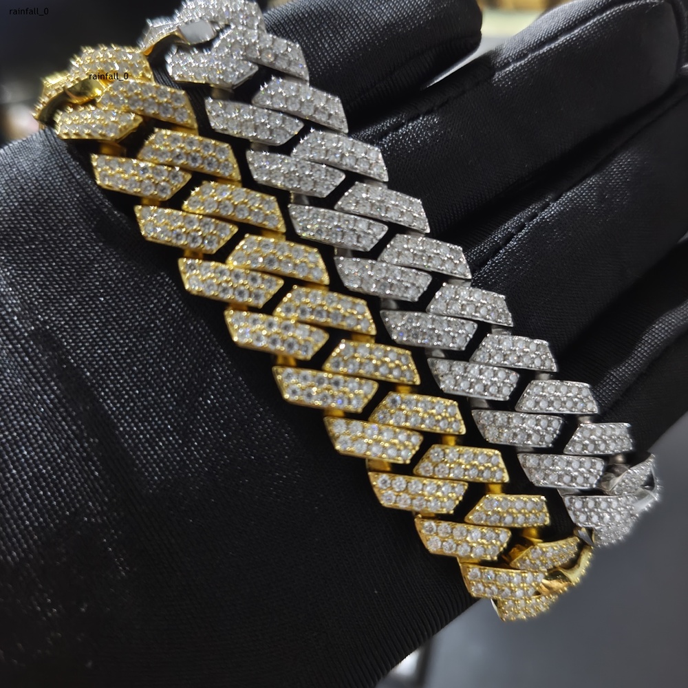 OEM Hip Hop Moissanite Cuban Link Necklace 925 Silver Iced Out Chain for Men Jewelry Manufacturer Supply Moissanite Chain