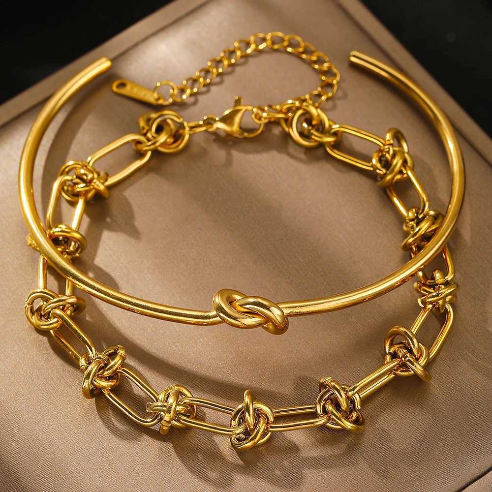 Stainless Steel Bracelets 2 Popular Creative Knot Bracelets Vintage Design Bracelets Womens Jewelry Unusual Gifts New Y250329
