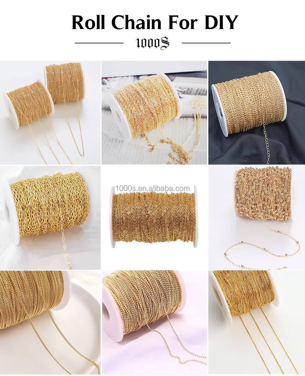 AU750 Real 18K Solid Gold Link Semifinished Chain Paper Clip Roll Chain Necklace Adjustable Jewelry Wholesale