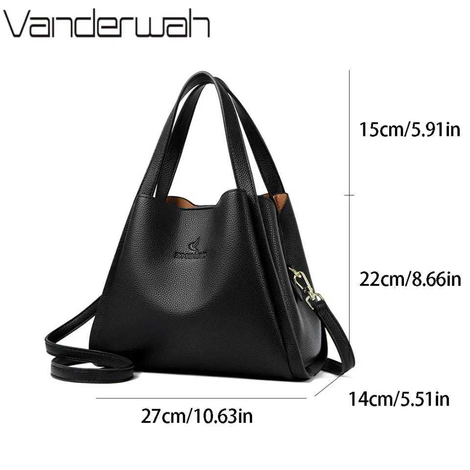 VANDERWAH Genuine Brand Soft Leather Tophandle Bags Female Handbags Women Shoulder Crossbody Totes Messenger Bag 3 Layer SacW251101