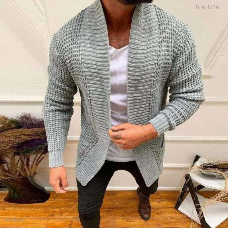 Men's Sweaters Men Sweater Coat Long Sleeves Open Stitch Jacket Solid Color Anti-shrink Cardigan Rough Surface Stretchy Male