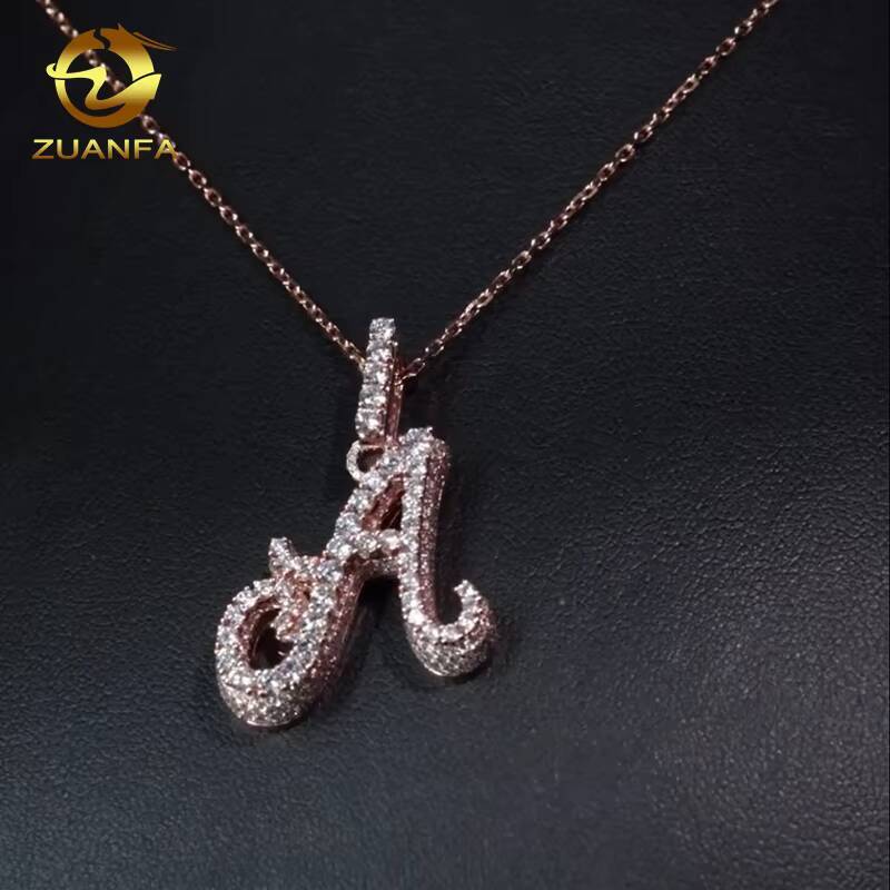 Custom Iced Out Pendant 925 Sterling Silver Moissanite Pass Diamond Tester Sparking Hot Sale Rising Setting Initial Letter Charm
