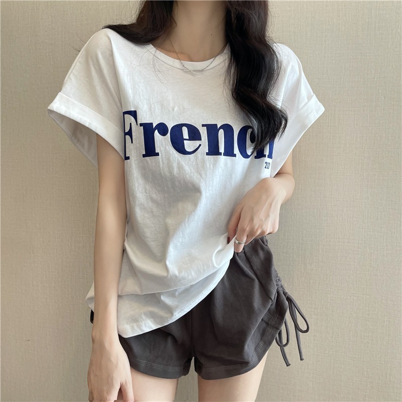 2025 new internet celebrity super hot slimming off shoulder sweet cool short sleeved t-shirt loose designer female summer student top trendy short sle