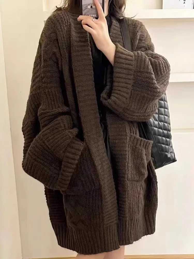New Fashion Thicken Long Sleeve Cardigan Sweater Women Autumn Winter Casual Loose Long Womens Sweater Coat Elegant Knit OutwearT251101